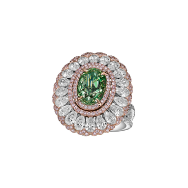 Green and Pink Diamond Ring/Pendant