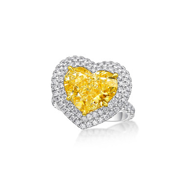Yellow Heart Shape Diamond Statement Ring